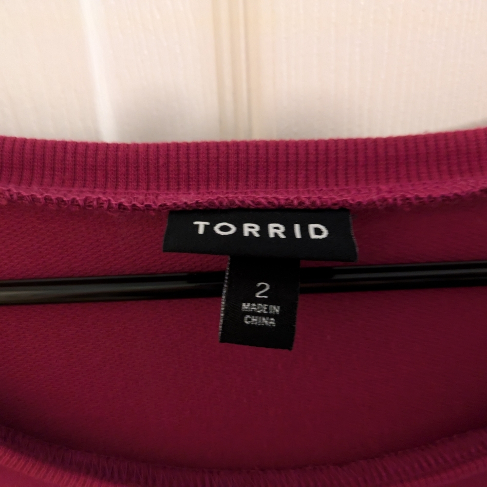 🔴3/$15 Torrid, pink, light weight, French terry, short sleeve top - Picture 4 of 13